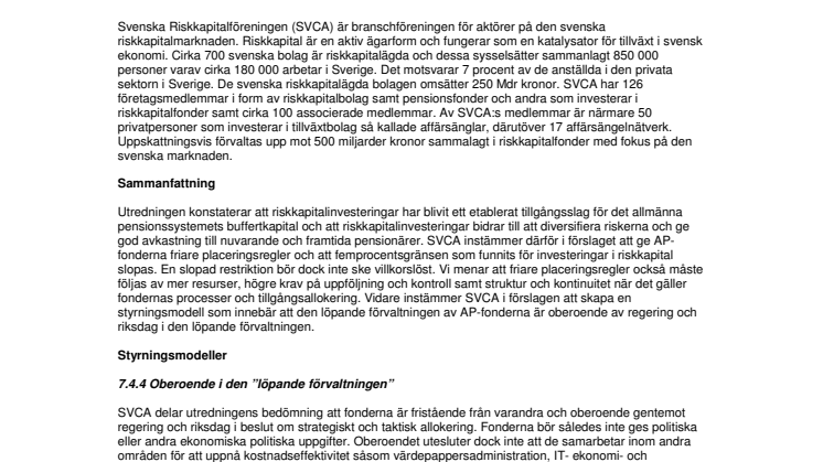 Remissyttrande Fi2012/3047 Betänkandet AP-fonderna i pensionssystemet – en effektivare förvaltning av pensionsreserven SOU 2012:53