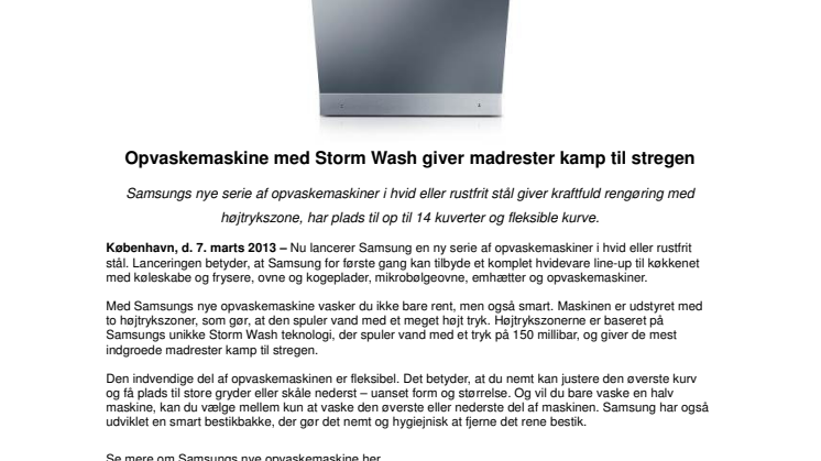 Opvaskemaskine med Storm Wash giver madrester kamp til stregen