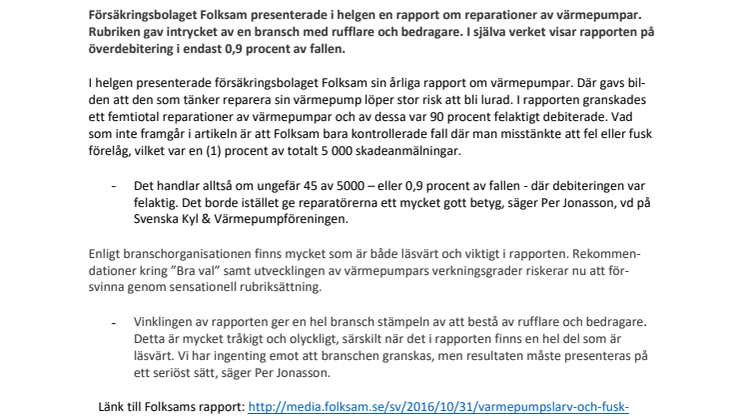 Folksams rapport ger helt fel bild av reparationer 