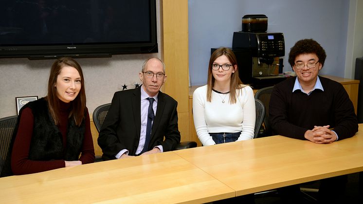 Ron Behrens CBE meeting Northumbria Law School students.