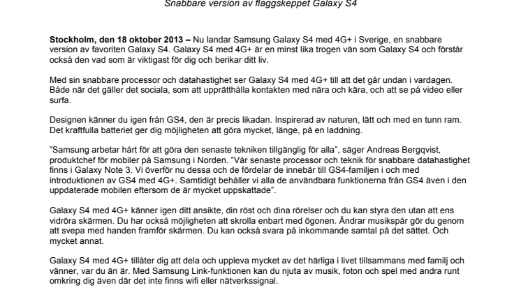 Samsung Galaxy S4 med 4G+ sällar sig till skaran