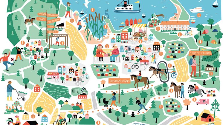 Visionsskiss för nya livet i Sundbyholm. Bilden är framtagen av Jenny Wallmark Designstudio. 