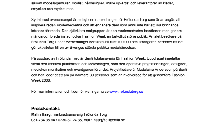 Fashion Week 2008 - Modevisningar och inspirationsexpo på Frölunda Torg