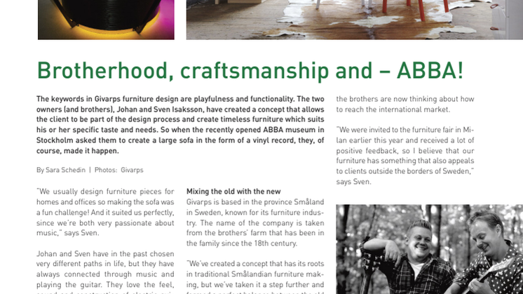 Givarps omskrivna i Scan Magazine "Brotherhood, craftsmanship and - ABBA !" 