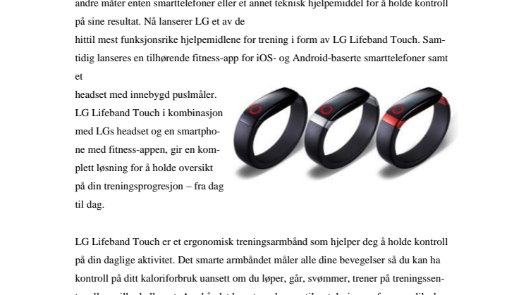 FORBEDRE DINE TRENINGSRESULTAT - ERSTATT  KLOKKA MED LG LIFEBAND TOUCH