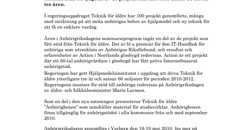 Teknik för äldre visar resultat på Anhörigriksdagen