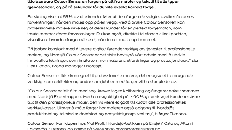 Perfekt fargeidentifisering med den nye Colour Sensor