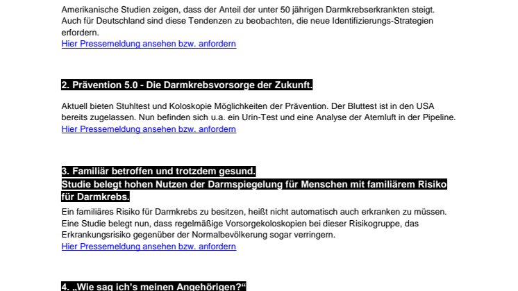 Darmkrebsmonat März 2017: Themenschwerpunkte der Felix Burda Stiftung