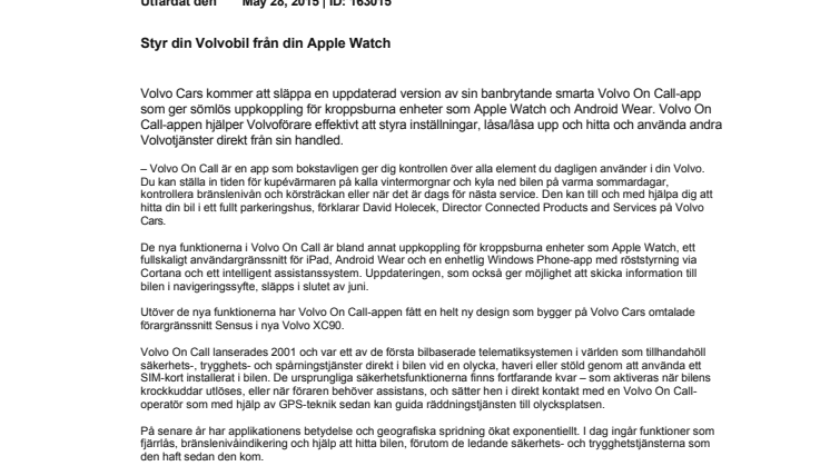 Styr din Volvobil från din Apple Watch