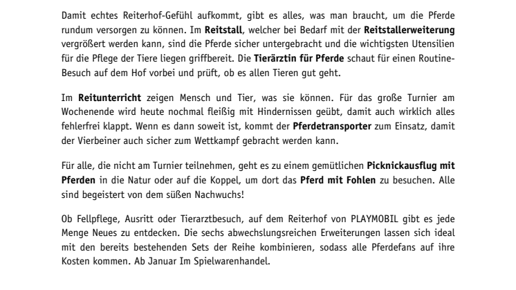 Reiterhof-Neuheiten von PLAYMOBIL