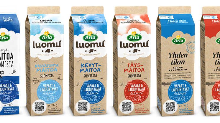 Vapaat ja laiduntavat lehmät - merkillä varustetut Arlan maitotölkit.PNG