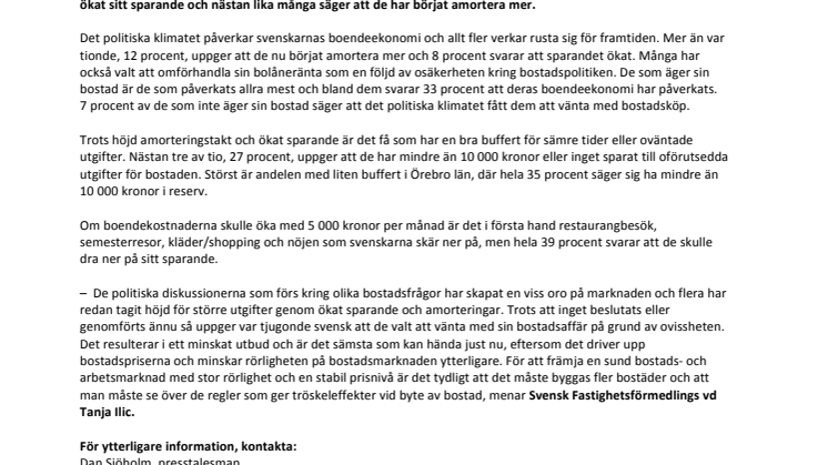 Tre av tio hushåll har redan påverkats ekonomiskt av det politiska klimatet 