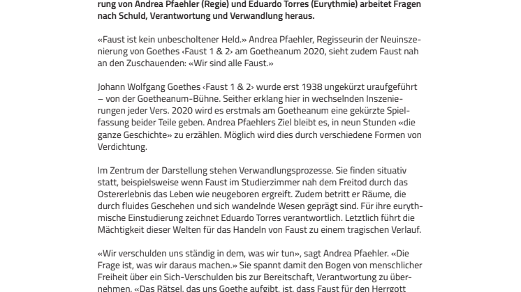 «Wir verschulden uns ständig». ​Neuinszenierung von Goethes ‹Faust 1 & 2› am Goetheanum