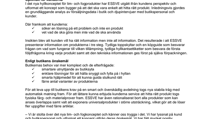 ESSVE hjälper dig att hitta rätt produkt
