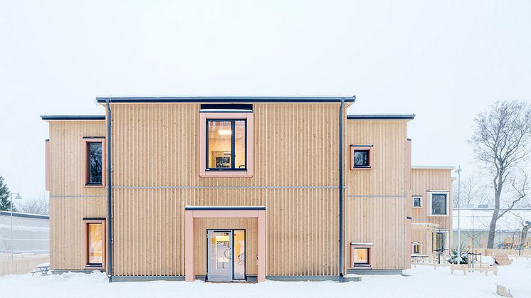  BASTA:s loggbokstjänst är mycket användbar för att registrera vad som byggs in. Nu också möjligt att exportera data till verktyg som BM och Prodikt (för klimatberäkning) eller till ett eget Excel-ark. Bild: Hoppet Förskola - Derome/Felix Gerlach
