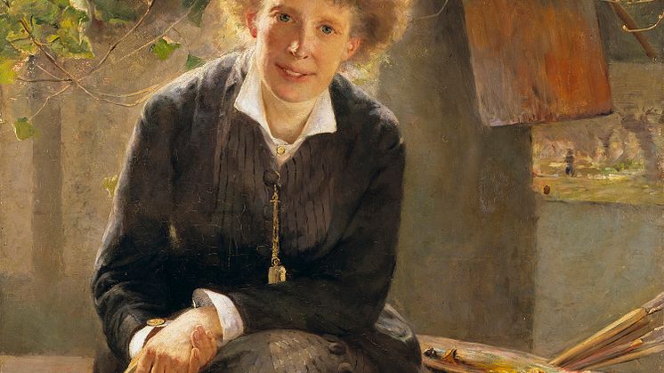 Bertha Wegmann, Konstnären Jeanna Bauck, 1881, olja på duk, 106 x 85 cm, Nationalmuseum. Foto: Nationalmuseum. Bild beskuren.