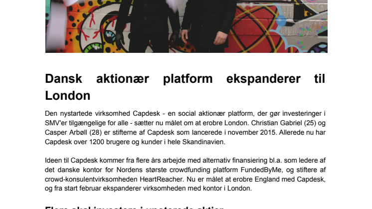 ​Dansk aktionær platform ekspanderer til London