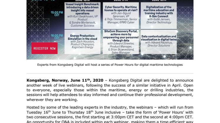 Get the latest on maritime digital solutions with Kongsberg Digital’s webinar week