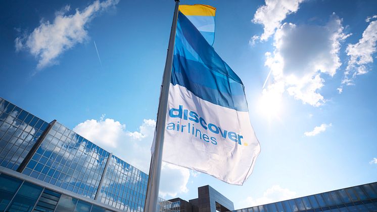 Discover Airlines Flagge am Flughafen Frankfurt