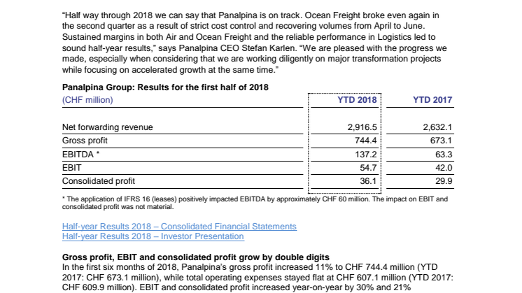 Double-digit profitability growth for Panalpina