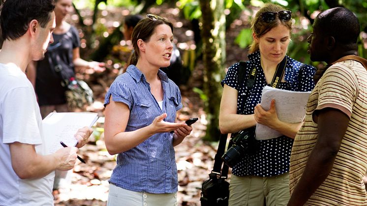 Magdalena Streijffert på producentresa i Ghana 2014.