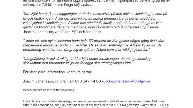 Positiva betyg för längdskidåkning på Idre Fjäll 