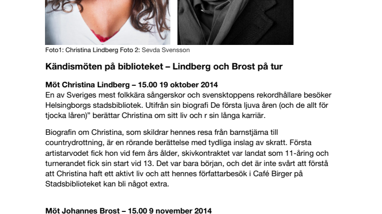 Kändismöten på biblioteket – Lindberg och Brost på tur