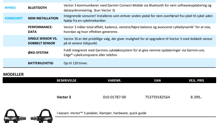 Garmin Vector™ 3/3S pedalbaseret effektmåler