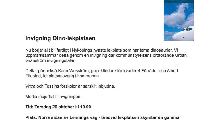 Pressinbjudan: Invigning Dino-lekplatsen