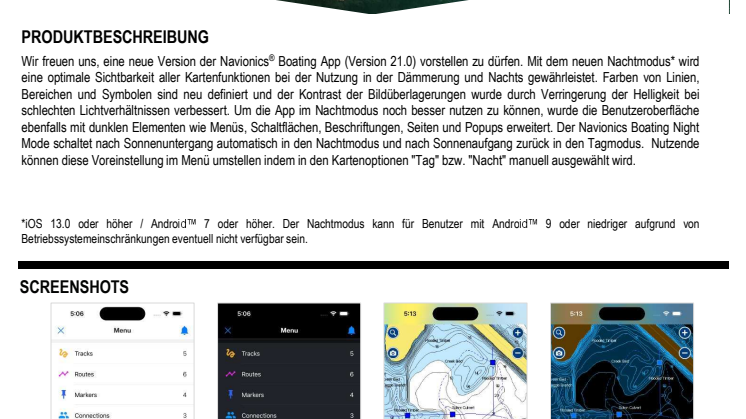Datenblatt Garmin Update Navionics Boating App Q2 2024