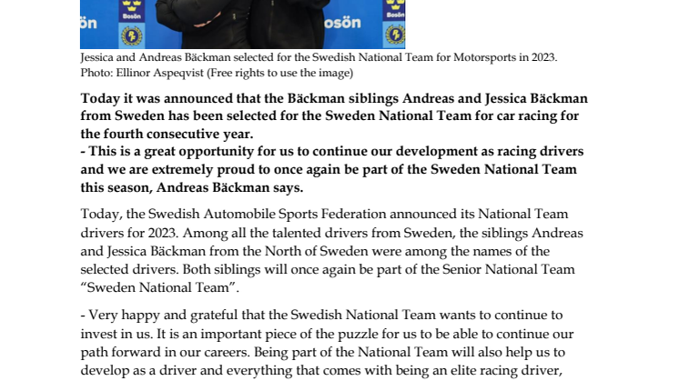 230324 ENG Pressrelease, Sweden National Team Announcement.pdf