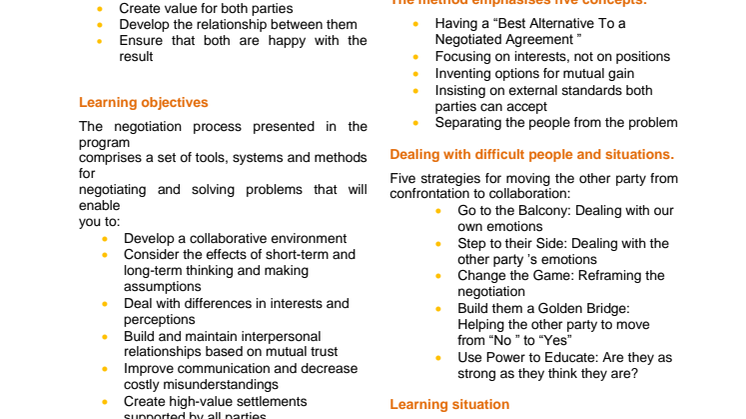 Negotiation skills course