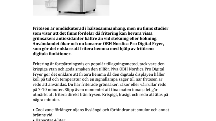 OBH Nordica Pro Digital Fryer – fritering kan vara hälsosammare än sitt rykte