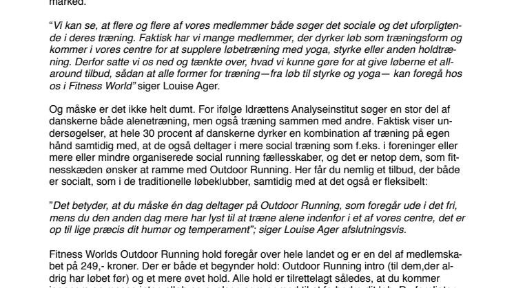 Fitness World udfordrer de traditionelle løbeklubber
