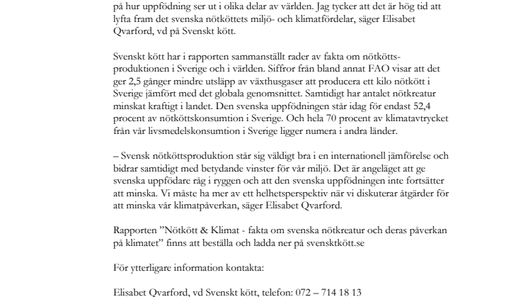 Ny rapport om nötkött och klimat