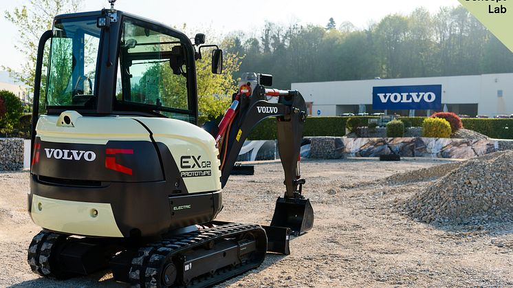 Volvo EX2 är en prototyp av en 100 % eldriven minigrävare