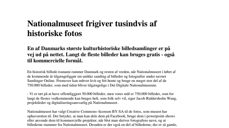 Nationalmuseet frigiver tusindvis af historiske fotos