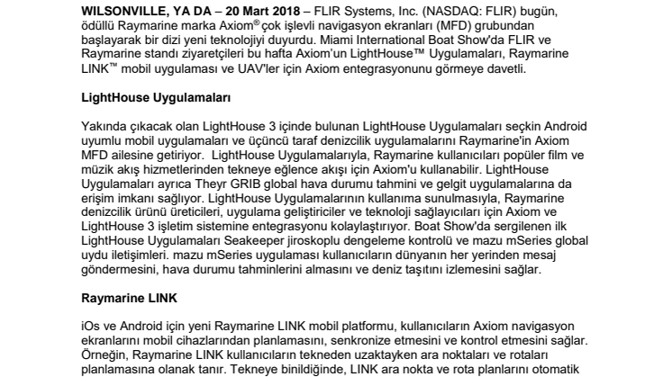 Raymarine:  FLIR Miami Boat Show'da Raymarine Axiom Yeniliklerini Sunuyor