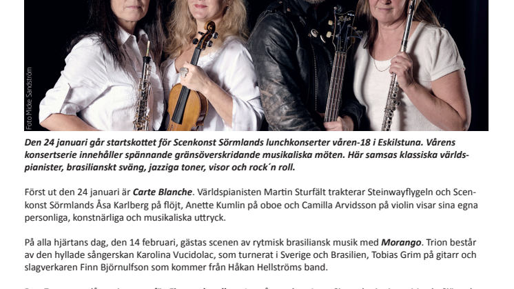 Lunchkonserter på Scenkonst Sörmland våren 2018