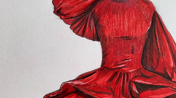 The illustration by student Bethany Oakey, which was chosen to be part of the Alexander McQueen tribute to the NHS.