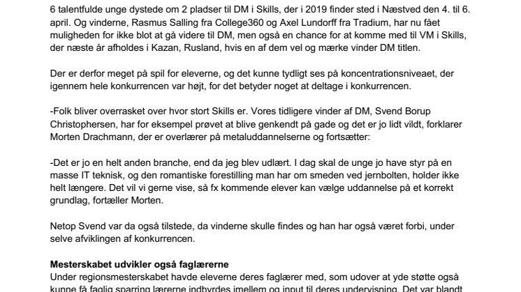 Rasmus Salling og Axel Lundorff blev vindere af  regionsmesterskabet for Smede i 2018