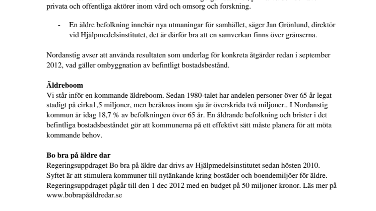 Nordanstig får projektstöd för behovsinventering av äldres boende