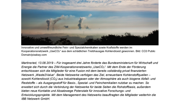 Doppelte Netzwerkpower für erneuerbare Kohlenstoffquellen - Das ZIM-Kooperationsnetzwerk „UseCO2“ und das „Waste2Value“-Netzwerk fusionieren.