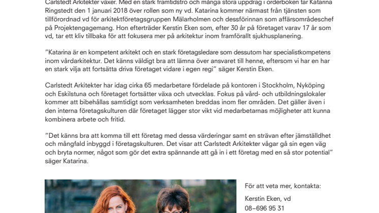 Katarina Ringstedt blir ny vd för Carlstedt Arkitekter