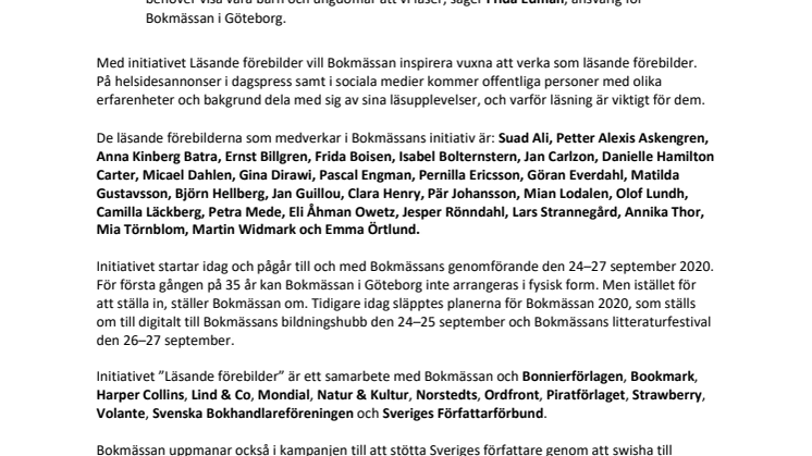 Kända profiler främjar läsning tillsammans med Bokmässan