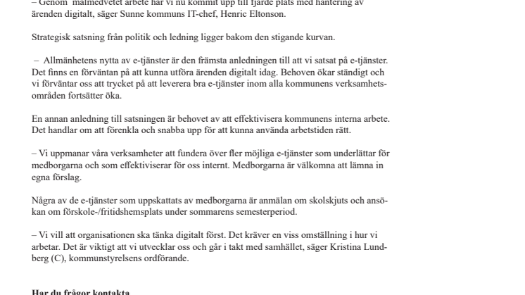 Satsning på kommunala e-tjänster förenklar och underlättar för Sunneborna