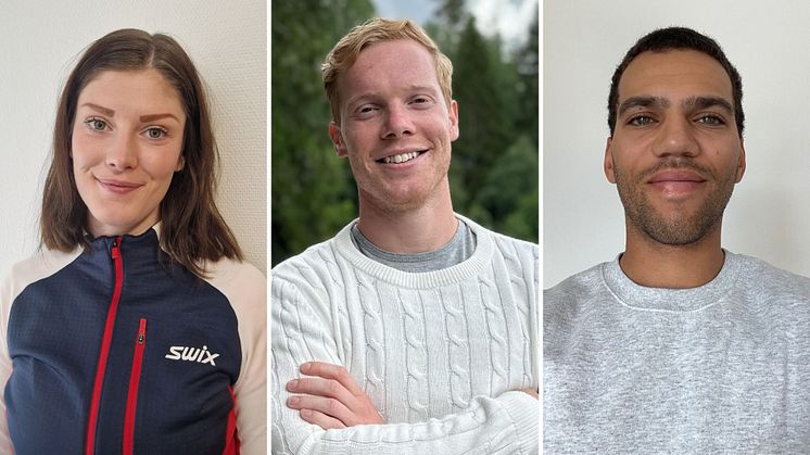 Matilda Melander, Martin Sällström och Zebastian Landmark är 2024-års stipendiater i Kungens fond för unga ledare på snö. Foto: Privat.
