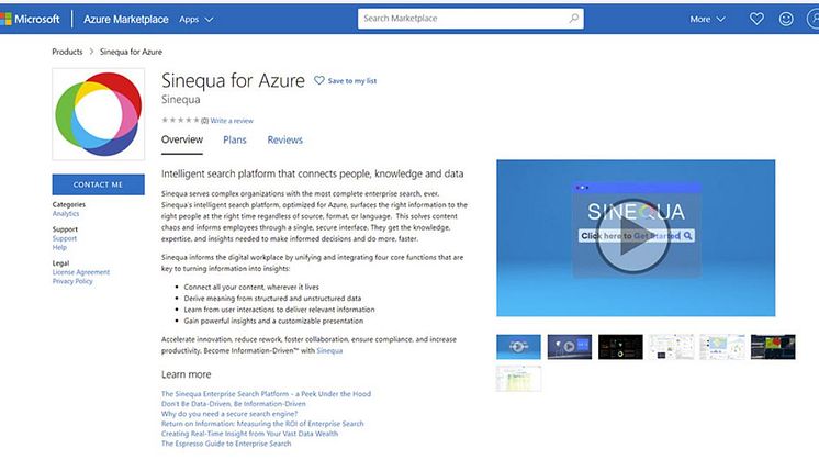 Intelligente Sinequa-Suchplattform für Microsoft Azure. Quelle: Sinequa