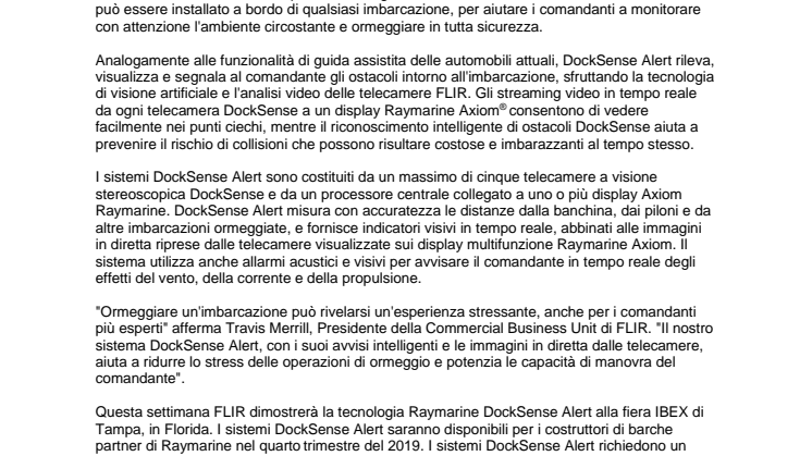 FLIR presenta Raymarine DockSense Alert