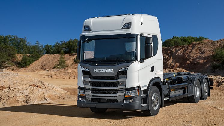 Neu im Scania Ready Built Portfolio ist u. a. der Scania G 500 mit Meiller Abrollkipper. 
